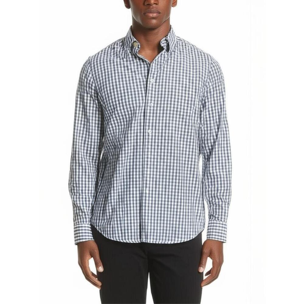 Tommy Hilfiger Button Down Mens Blue White Gingham Custom Fit Classic Preppy